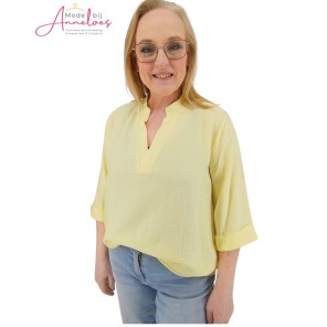 Fos Blouse Kyra 3/4 mouw Geel 7699 Fos Blouse Kyra 3/4 mouw Geel 7699